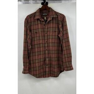 Orvis Long Sleeve Plaid Flannel Shirt Men's Medium Red Green
